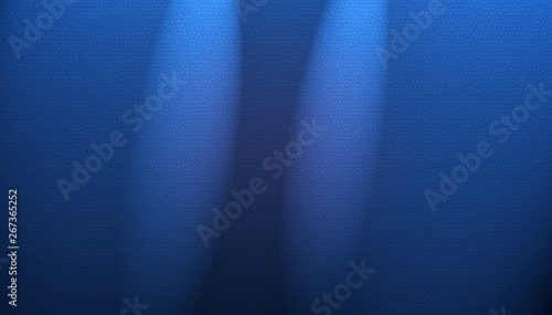 Two 3D blue spotlights focusing downwards.