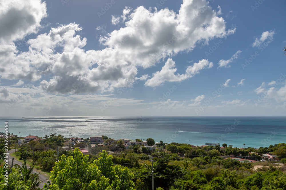 Looking out over the Caribbean Sea from a high point on the island of Antigua