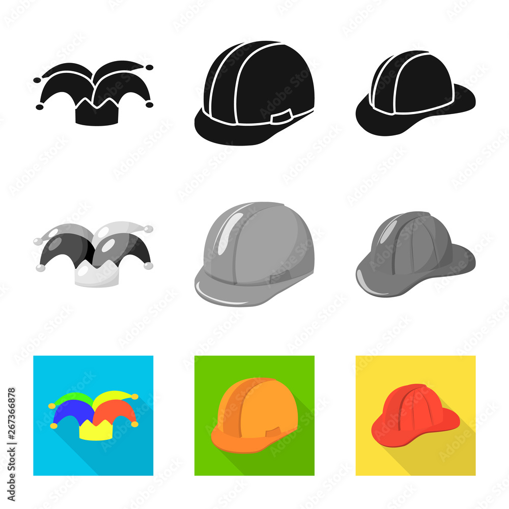 Vector illustration of clothing and cap logo. Set of clothing and beret vector icon for stock.