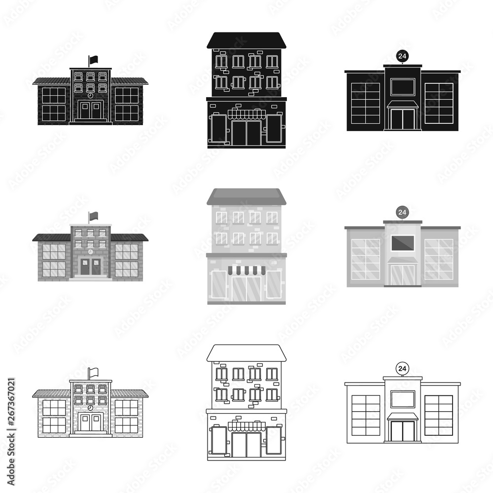 Vector design of municipal and center symbol. Collection of municipal and estate   stock symbol for web.