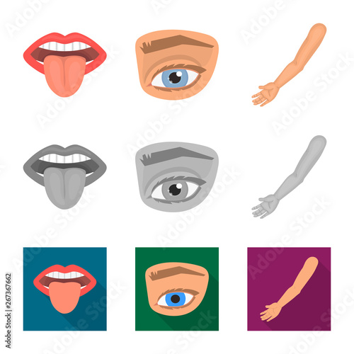 Isolated object of body and part logo. Collection of body and anatomy vector icon for stock.
