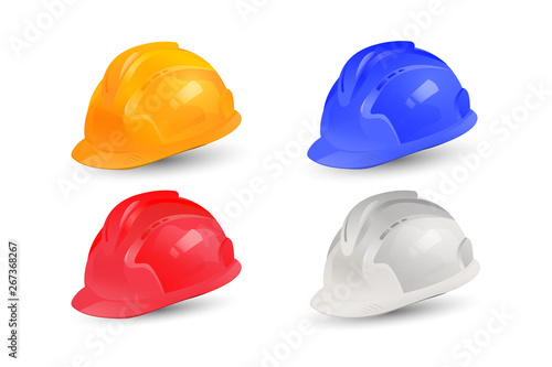 Realistic Helmet vector collection design. Set of safety hats with multi color in EPS10 vector illustration.