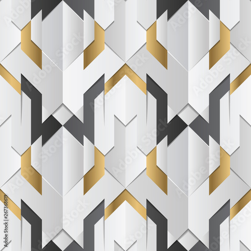 Geometric decor stripes white and golden element