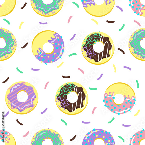 seamless pattern with sweet donuts - vector illustration, eps