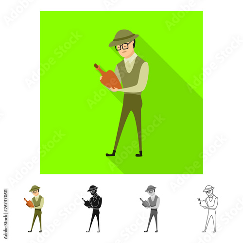 Vector design of archaeologist  and human symbol. Set of archaeologist  and seeker  stock symbol for web.
