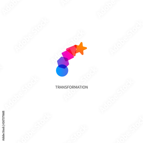 Logo transform, icon change, icon growth