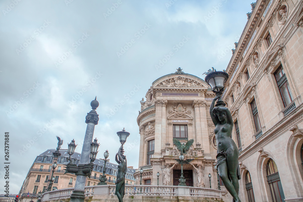 Fototapeta premium Bronze lamp post near Opera Garnier in Paris 
