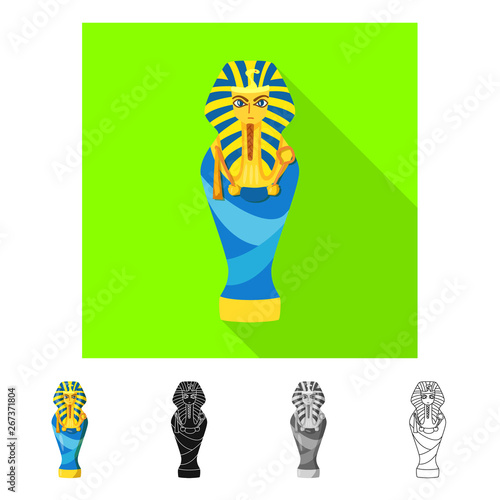 Photo Vector illustration of sarcophagus and pharaoh sign