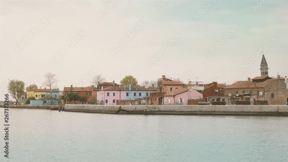 Burano from water. Panorama of Venezia. Italy with colorful houses. Burano from water. Panorama of Venezia. Italy with colorful houses.