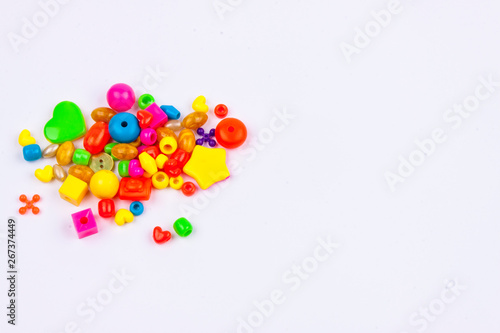 Colourful beads - white background.