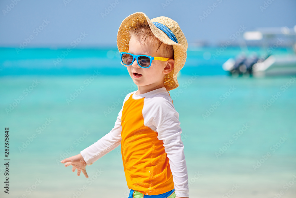 Three year old toddler boy on beach Three year old toddler boy on beach
