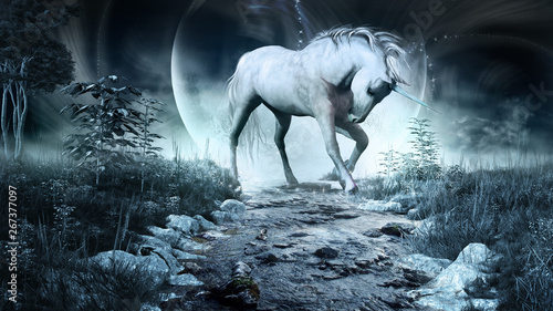 Unicorn above the stream