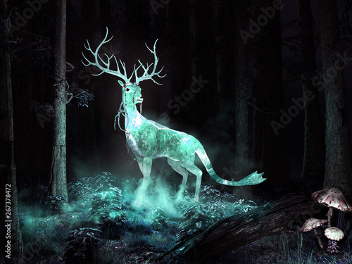 Magic deer in the forest