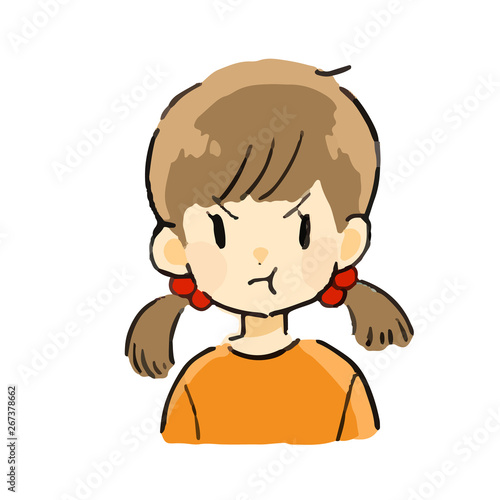 表情　女の子　怒る
