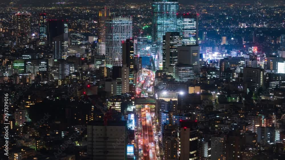 time lapse of the Metropolitan Expressway no.3 Shibuya Line and city at night in Tokyo, Japan time lapse of the Metropolitan Expressway no.3 Shibuya Line and city at night in Tokyo, Japan