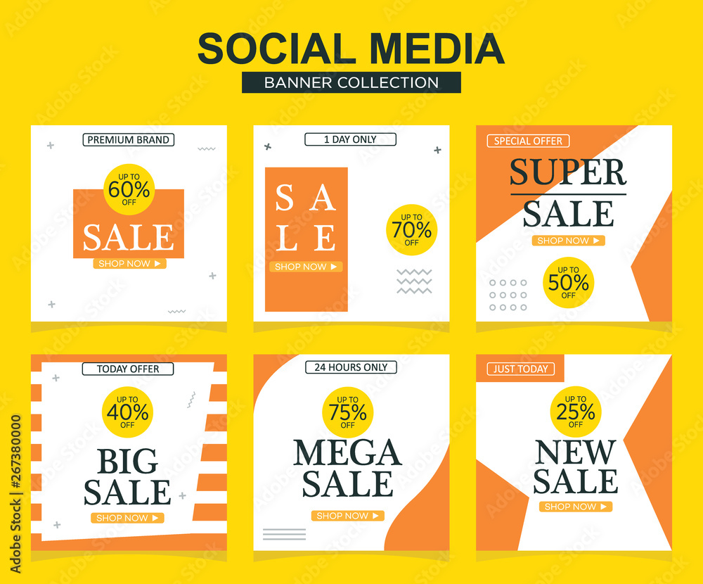 6 Slides modern Social Media post Template. Promotional square web banner for social media. Banner template designs. 6 Slides modern Social Media post Template. Promotional square web banner for social media. Banner template designs.