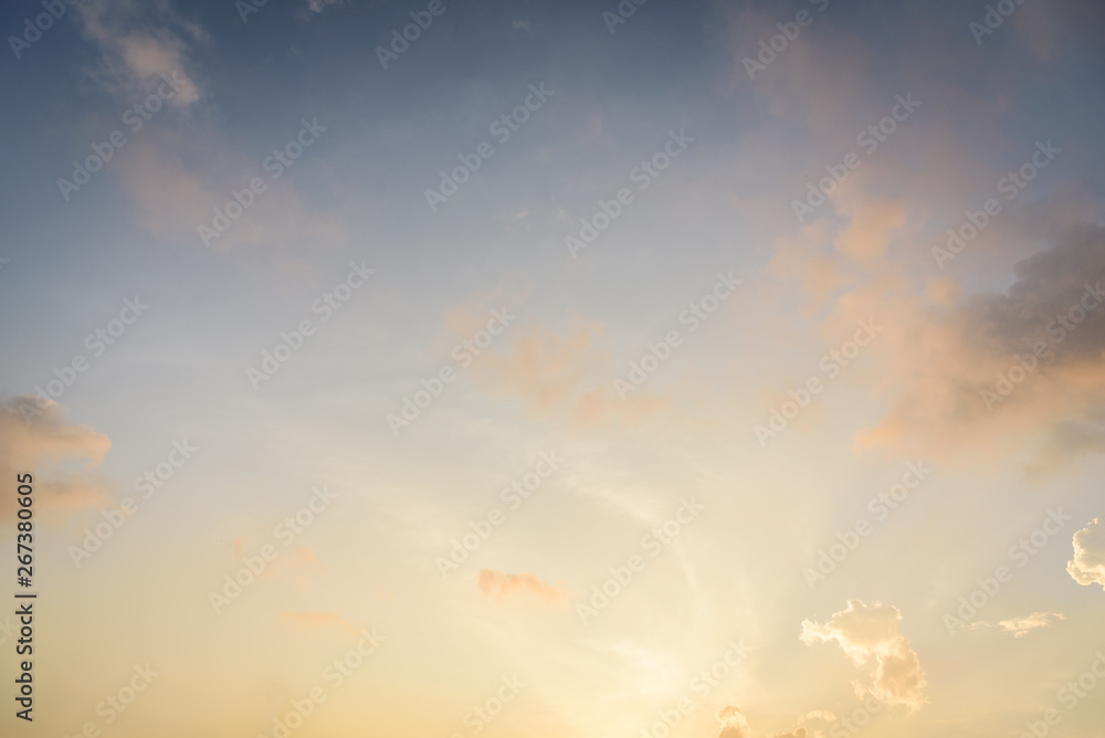 Fototapeta premium The nature of blue sky with cloud and sunrise in the morning.
