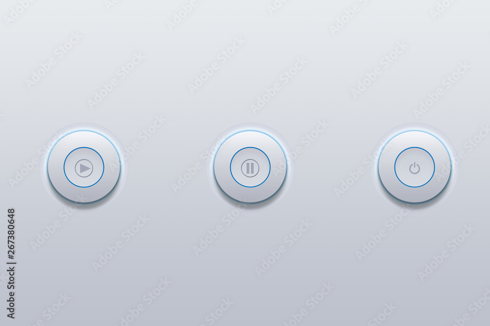 Push button icon of Electronic media symbol on gray background. Push button icon of Electronic media symbol on gray background.