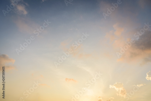 The nature of blue sky with cloud and sunrise in the morning.