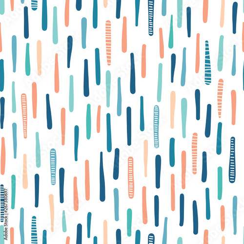 Hand drawn vertical textured maritime stripes. Seamless vector pattern. Striped seaside coastal fashion textile. All over print. Nautical stationery, ocean marine home decor. Turquoise blue teal green