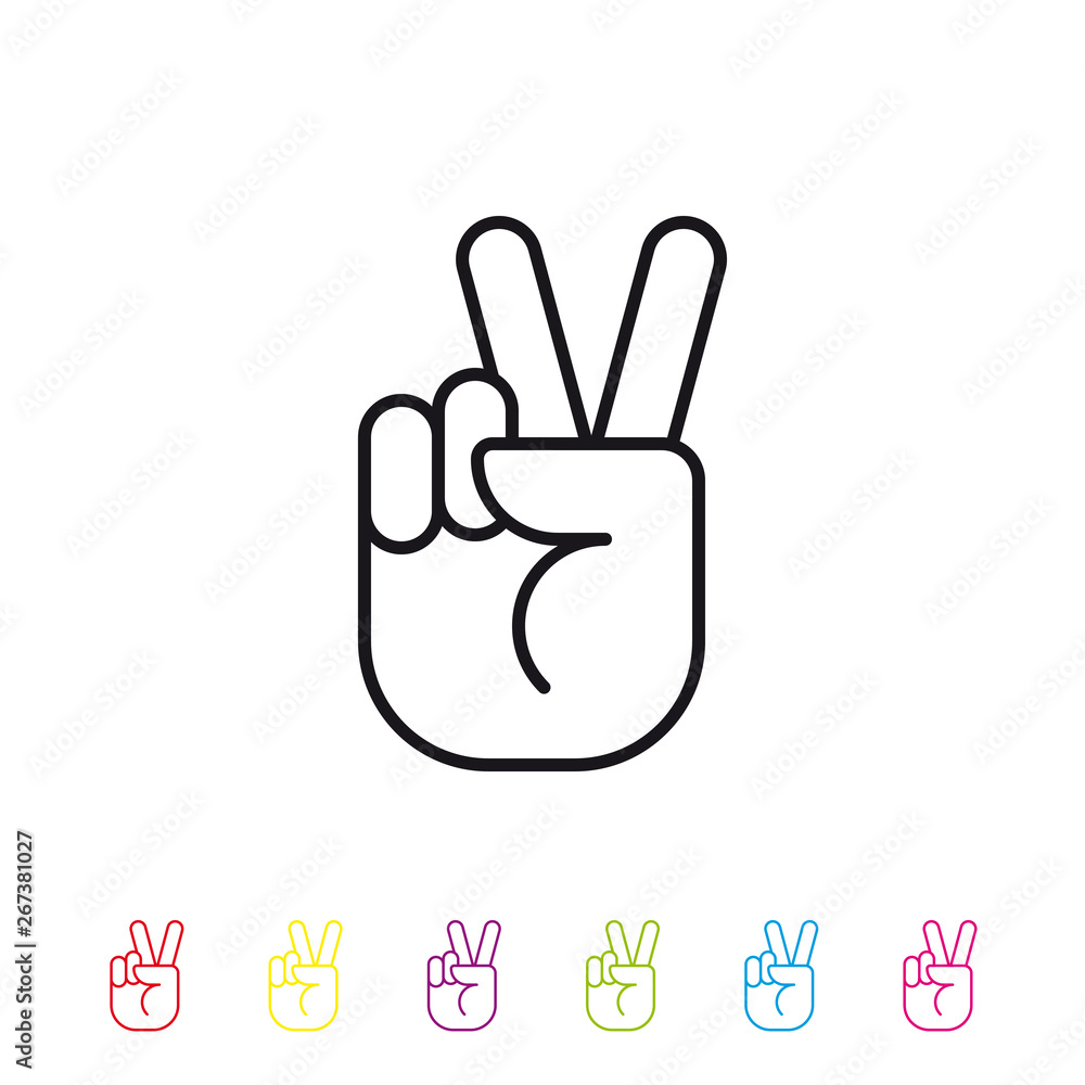 Fototapeta premium Peace hand gesture line icon vector