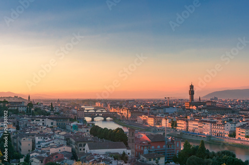 Aerial view of Florence rooftops at sunset, © Olga K