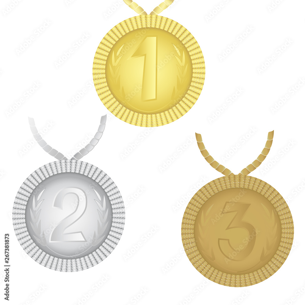 Medals first, second, third place. A set of characters. Vector ...