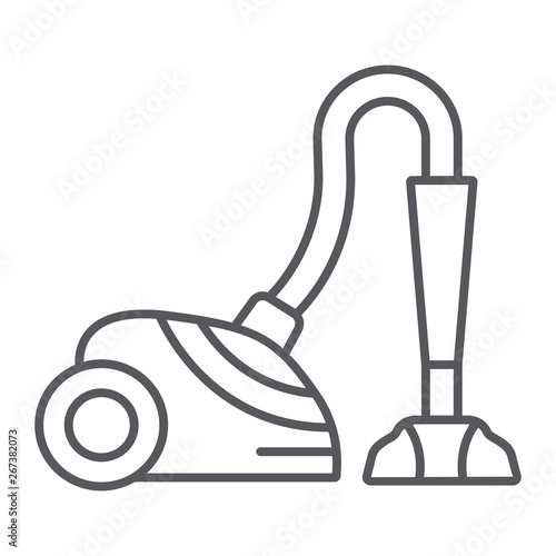 Vacuum cleaner thin line icon, appliance and home, hoover sign, vector graphics, a linear pattern on a white background.