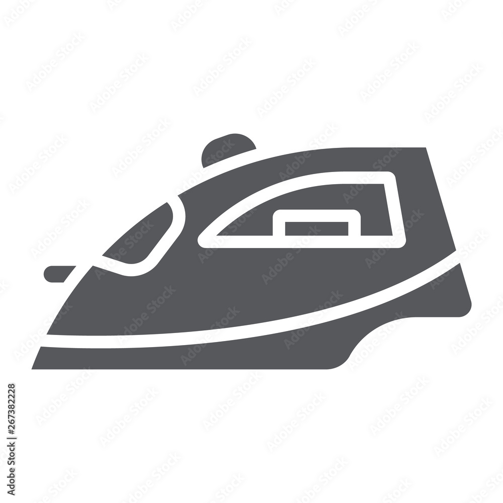 Iron glyph icon, appliance and home, steam iron sign, vector graphics, a solid pattern on a white background.