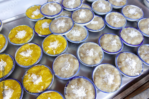 Thai sweets of coconut milk Custard (called 