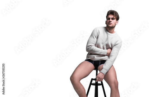 Sexy man model isolate. Underwear handsome fashion guy. Underpants. Portrait.