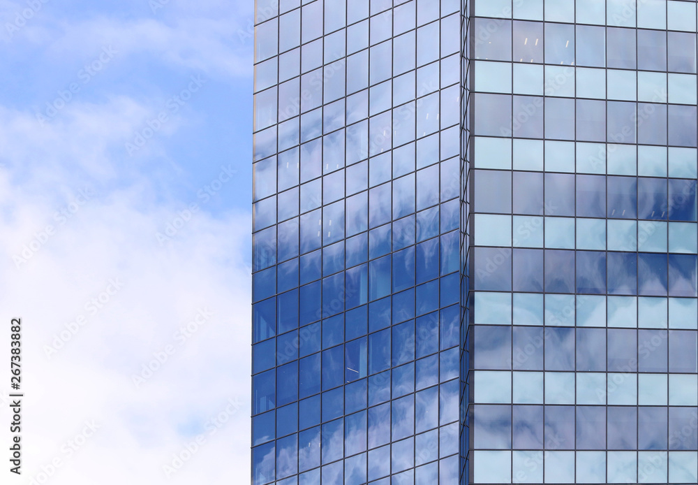 Beautiful photos of modern buildings under blue sky. Europe, Bulgaria, Sofia.