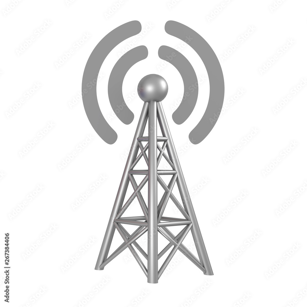 3G, 4G, 5G, base transceiver station Wi-Fi on isolated white background. 3d rendering 3G, 4G, 5G, base transceiver station Wi-Fi on isolated white background. 3d rendering