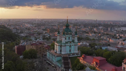 Wallpaper Mural Aerial view of St. Andrew’s Church, historical center, Podolsky district, Kyiv, Ukraine Torontodigital.ca