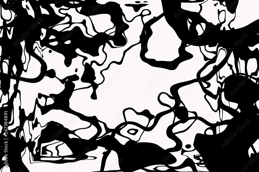 Fototapeta premium White black abstract drawing. 3d rendering