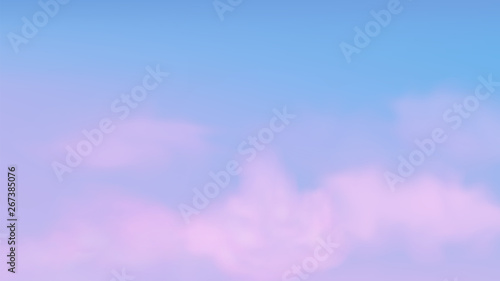 Fluffy pink clouds after sunset