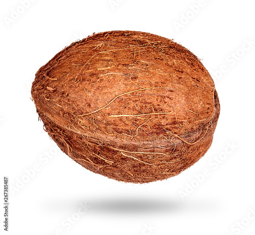 Ripe coconut on isolated white background