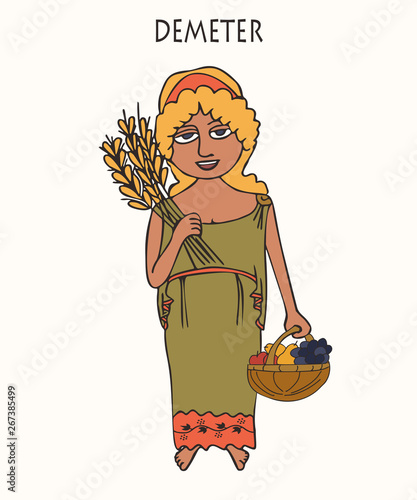 Ancient Greek Goddess Demeter cartoon
