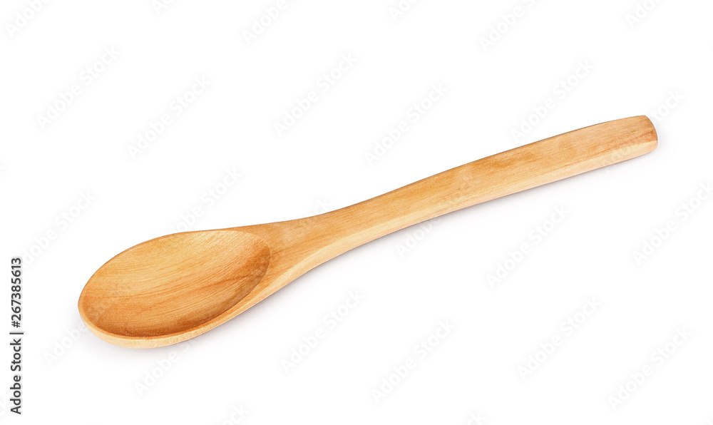 Teaspoon of wood on an isolated white background Teaspoon of wood on an isolated white background
