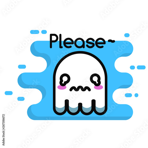 Cute small ghost begging and say please