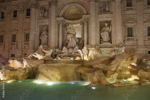 Trevi fountain in Rome  Italy  night view. Famous italian landmark