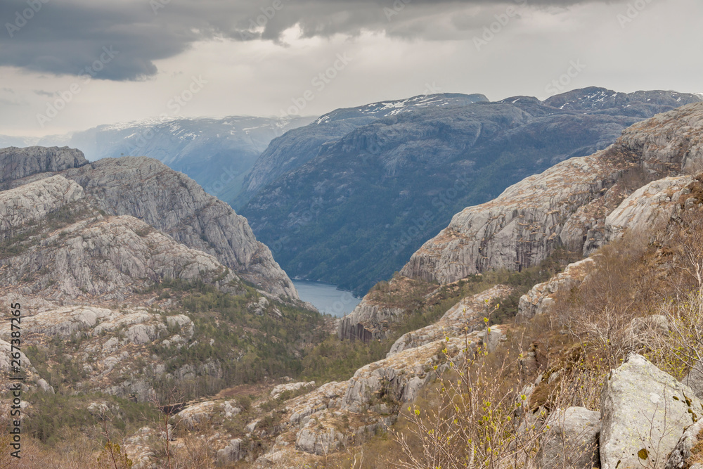 View from trail to Preikestolen, Norway.
