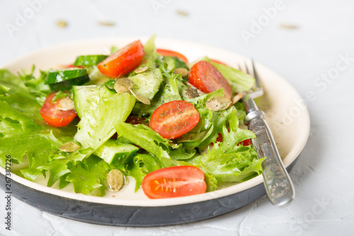 Simple vegetable salad on a light background