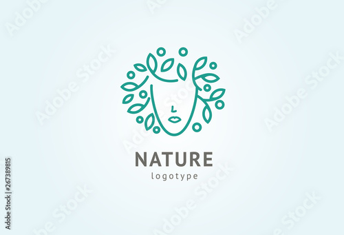 Abstract nature logo icon vector design. Healthy eco food, ecology, spa, diet, yoga, Environment day vector logo. Happy people with leaf logo. Fitness, sport web icon.