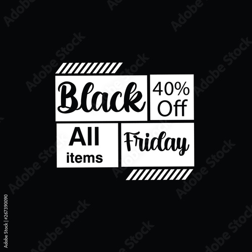 Black Friday Sale label. Vector ad illustration. Promotional marketing discount event