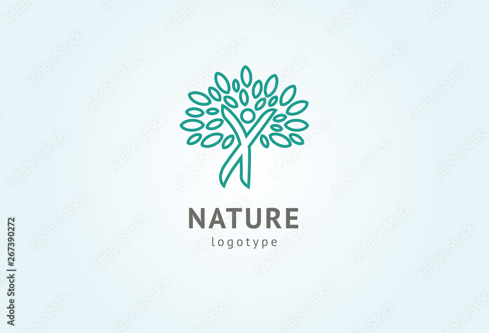Abstract nature logo icon vector design. Healthy eco food, ecology, spa, diet, yoga, Environment day vector logo. Happy people with leaf logo. Fitness, sport web icon.