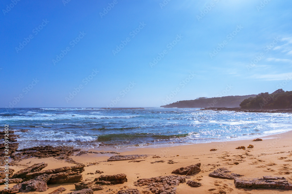 Ocean landscape wit beach and soft waves Ocean landscape wit beach and soft waves