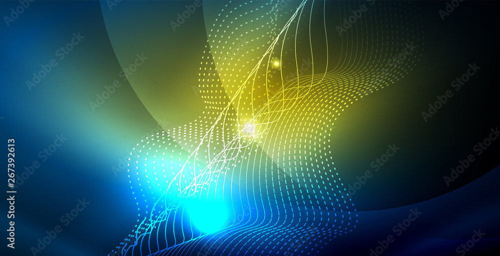Color neon lights with waves abstract background Color neon lights with waves abstract background
