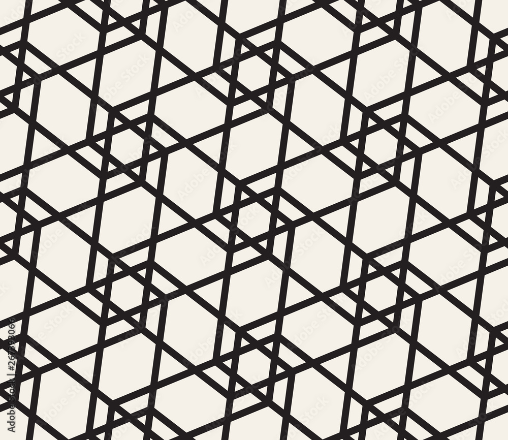 Naklejka premium Oriental linear geometric pattern. Seamless horizontal vector texture.