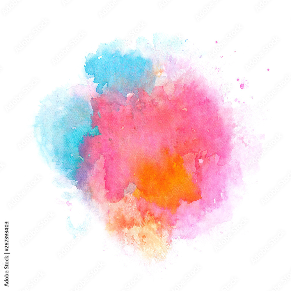 abstract blue and pink watercolor splash on white background paper,grunge element for decoration,  illustration